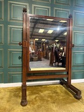 Pugin style antique oak cheval mirror