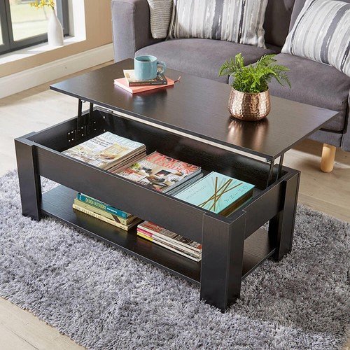 Wooden coffee table with lift - with,