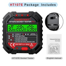 HABOTEST HT107 Pro Socket Tester - RCD Test, Voltage, Ground/Neutral, UK Plug