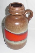 Scheurich West Germany 413-20 red brown fat lava mid century pottery vase vgc