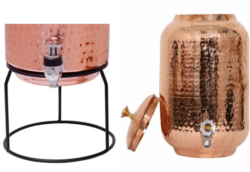 Hammered copper water matka - copper,