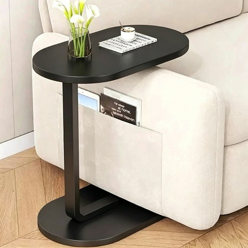 Black shaped side table - black,