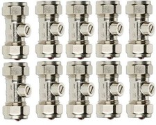 10 x 15MM WATER PLUMBING ISOLATOR VALVE CHROME PLATED COMPRESSION **BRAND NEW**
