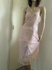 Vtg Kayser Powder Pink Silky Jersey Bri Nylon & Deep Lace Full Slip Petticoat 36