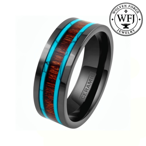 8mm black ceramic ring - black,