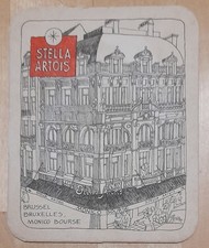 STELLA ARTOIS - BRUXELLES, MONICO BOURSE - VINTAGE BEER MAT -GOOD CONDITION