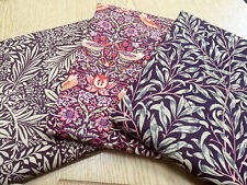 FAT QUARTER FABRIC BUNDLE William Morris Damson Purple Floral Bird Print Fabric