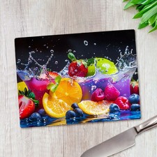 Fruit Water Splash Glass Chopping Board Large Kitchen Worktop Saver