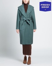 RRP€506 ANNARITA N Flannel Coat IT44 US8 UK12 L Wool Blend Lined Made in Italy