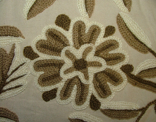 Crewel work curtain fabric - crewel,