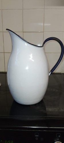 White vintage enamel - enamel, jug