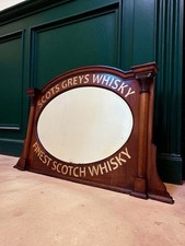 Vintage Scots Grey Whisky Mahogany Over Mantel Mirror, Pub Decor, Original