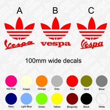 Vespa Adidas Stickers 100mm Wide Scooter Leg Shield Window Car Van Mod Decals