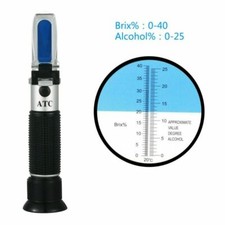Alcohol Refractometer Beer Wine Grape Sugar Test Meter 0-40% Brix 0-25%