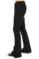 Mens Black Stretch Denim Rock N Roll Bell Bottom Flares (JM1595_Black_Black)