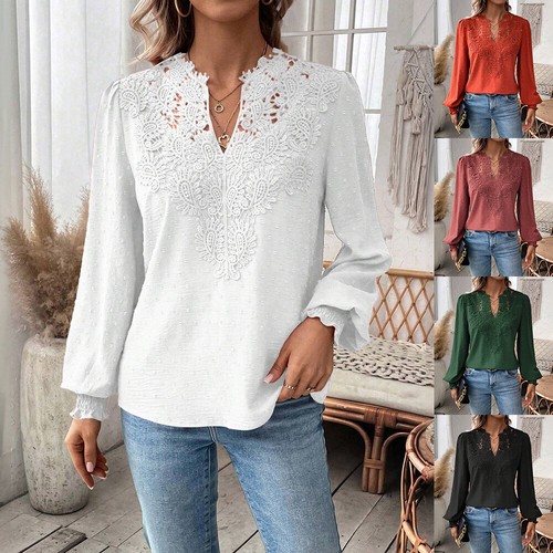 Womens lace neck tunic - v, tops