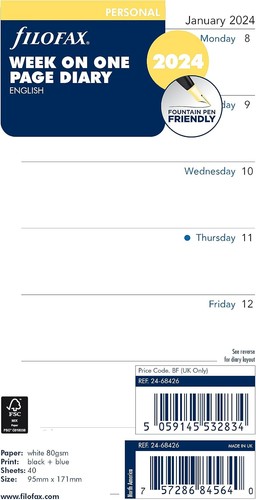 Filofax calendar diary refill - diary,