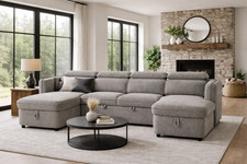 Large Grey U Shape Sofa Bed