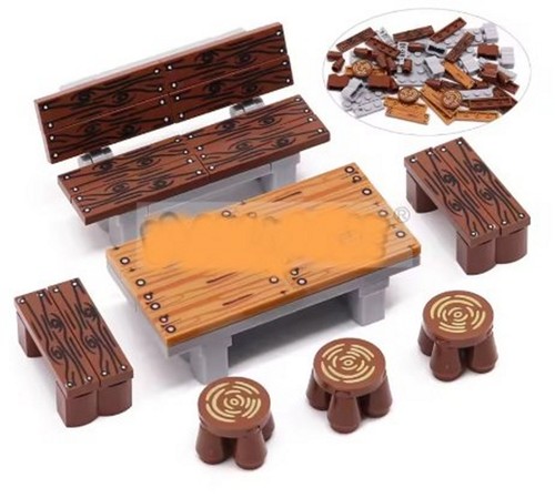 Blocks picnic table logs tree - picnic,