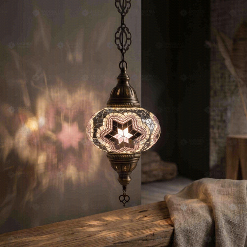 Pink turkish mosaic pendant - mosaic,