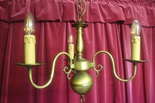 French Vintage brass Flemish chandelier 3 arms  from Paris chateau