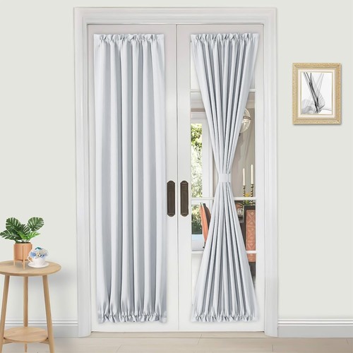 French door curtains - curtains, rod