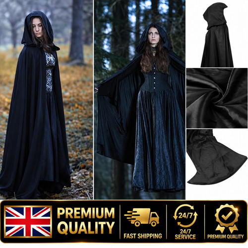 Halloween hooded cloak black - halloween,