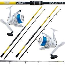 2x LINEAEFFE VIGOR 2 BEACH CASTER PRO 12FT YELLOW SEA FISHING ROD 2 SHIZUKA 7000