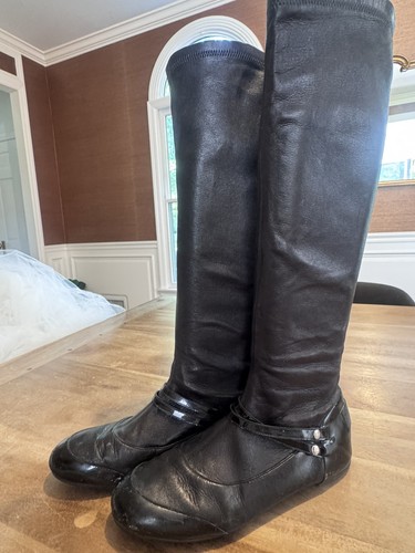 Chanel black leather knee - chanel,
