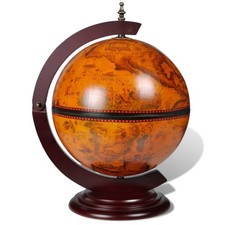 Eucalyptus Wood Tabletop Globe Bar Wine Stand Wooden Drink Cabinet Storage Unit