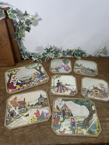 Vintage table mats faux - mats, x