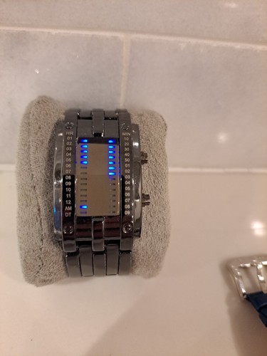 Blue led binary - blue, watch