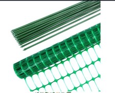 Barrier Fencing Mesh Garden Fence 1m x 30m with 25 Pack Fencing Pins Green
