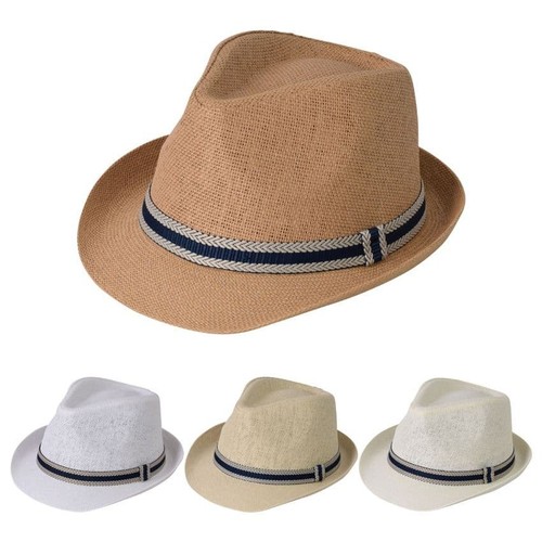 Mens straw trilby sun hat - trilby,
