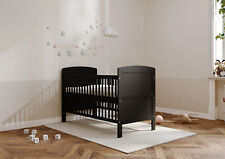 New Large REGGIE 3 in 1 Baby Black Cot Bed – optional Fibre Mattress 140x70x10cm