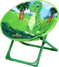 Outplea Green Dinosaurs Kids Suacer Chair, Toddler Cartoon Moon Chair, Foldable