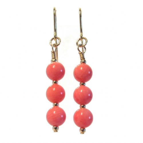 9ct gold pink coral earrings - pink,