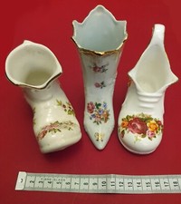 3 floral miniature china boots