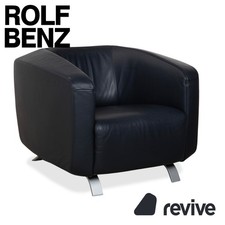 Rolf Benz Leather Armchair Dark Blue