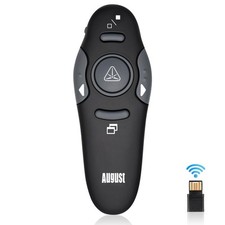 USB Laser Pointer Presenter Power Point Remote Control - August LP205R Black