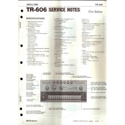 Service notes 606 - notes, roland