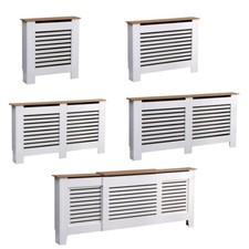 Kensington Radiator Cover Modern Horizontal Slat Grill MDF Cabinet White/Oak