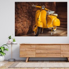Yellow Vespa Parking Wooden