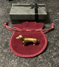 Lucky Miniature Brass/alloy Dachshund Dog Collectable Pouch Pets Ornaments, Gift