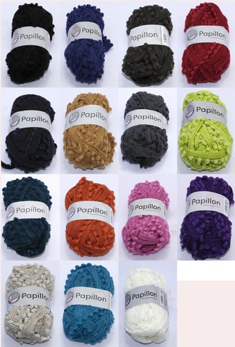 Yarn wool papillon scarf - yarn, pom