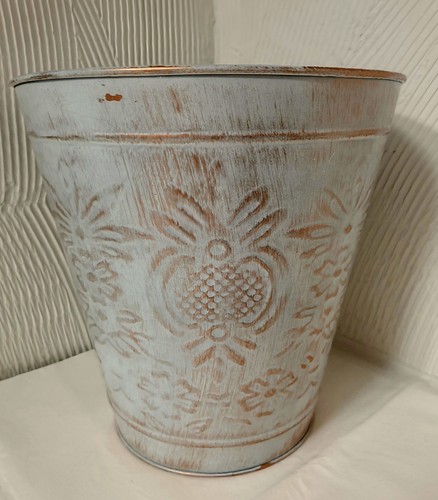 White galvanized metal bucket - metal,