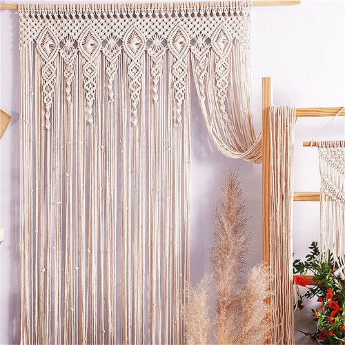Macrame beaded curtain door - macrame,