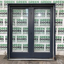 GREY WOODEN FRENCH DOORS ALL GLASS DOUBLE GLAZED USED TIMBER EXTERNAL EXTERIOR