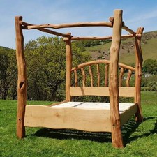 Handcrafted rustic canopy bed - handcrafted,