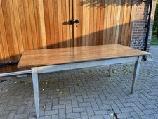 French Pine Refectory Dining Table with Painted Legs L:198 cm Antique